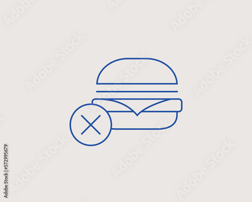 Concept of rejection of fast food in a flat style. Sport thin line icon. Health editable stroke icon.  Vector illustration
