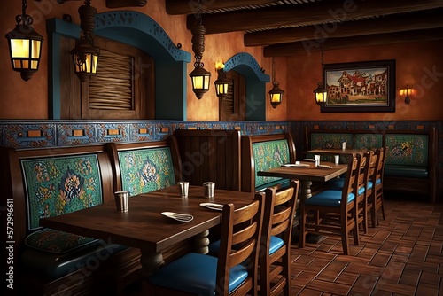 Mexican restaurant interior. Generative AI