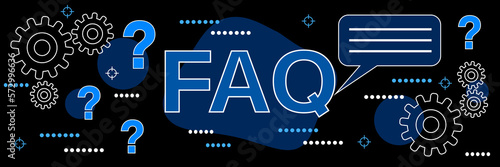 FAQ, user guide, tutorial dark theme style vector concept illustration