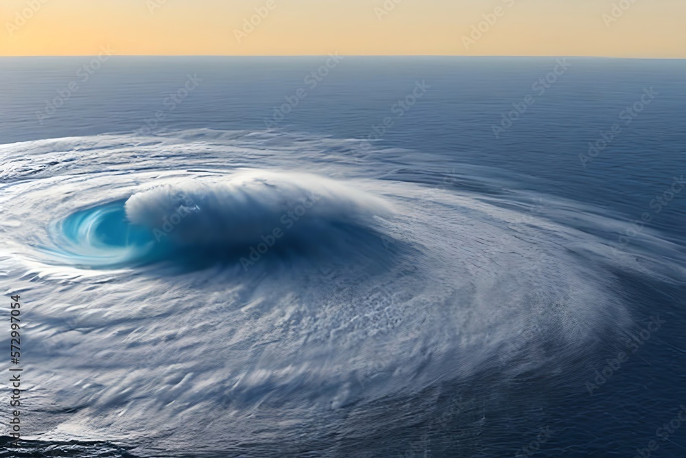 Fototapeta premium Super Typhoon Hurricane Over Sea Ocean Natural Disaster . Made With. Generative AI