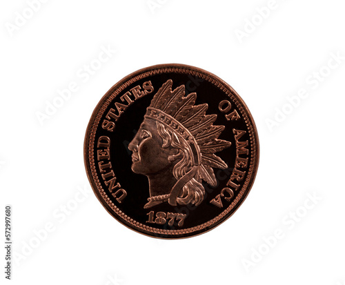 American Indian Head Coin in Pristine Condition on a transparent background 