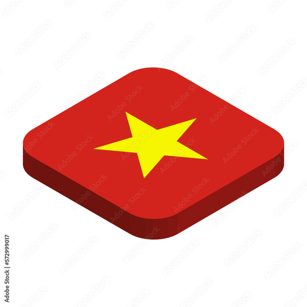 Vietnam flag - 3D isometric square flag with rounded corners. Vietnam flag - 3D isometric square flag with rounded corners.