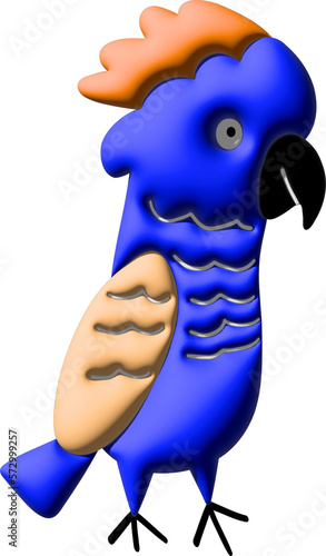 3d blue parrot