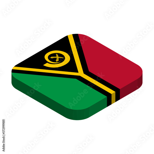 Vanuatu flag - 3D isometric square flag with rounded corners.