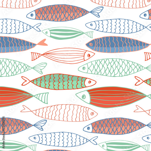 Fish pattern. For print. drawing.
