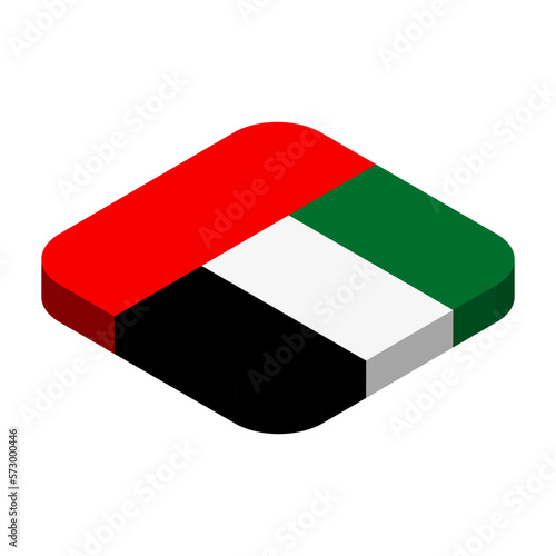United Arab Emirates flag - 3D isometric square flag with rounded corners.