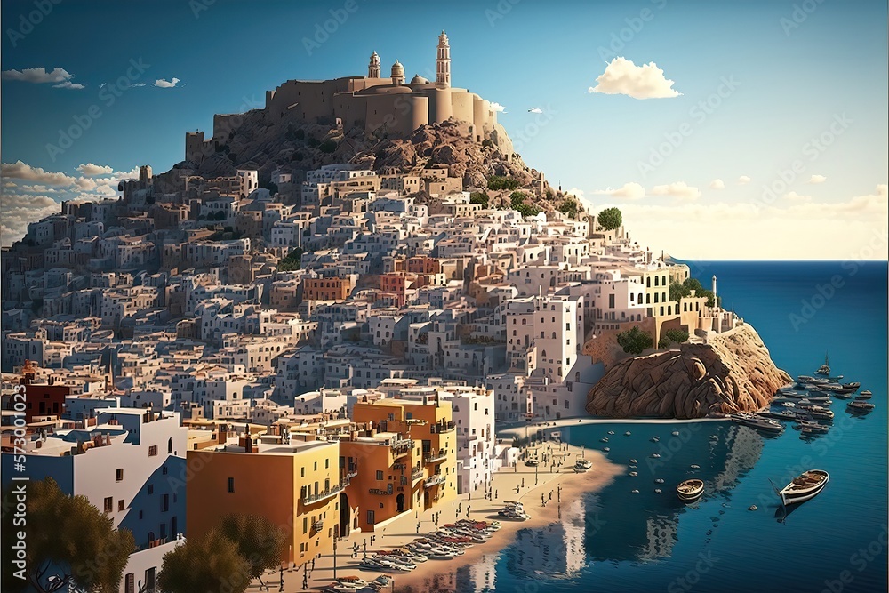 View of the City besides the sea. genarative AI
