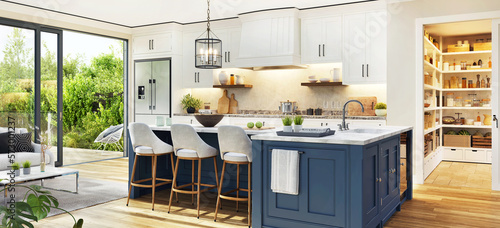 Modern kitchen interior design with pantry