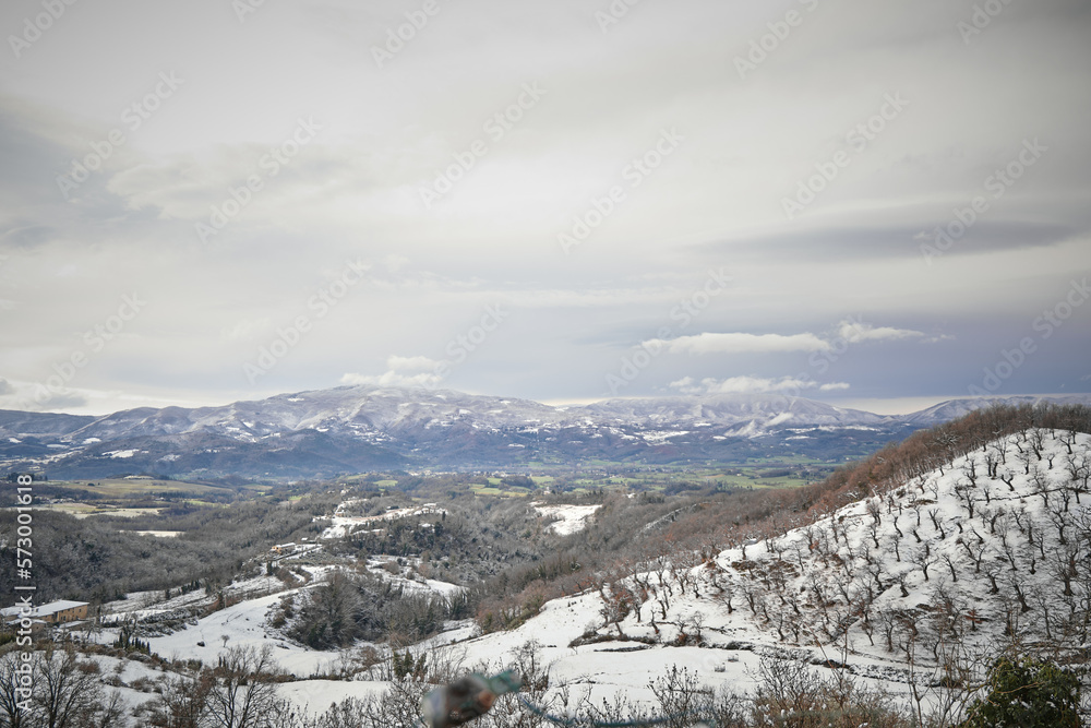 After the snowfall in Mugello country, Tuscany