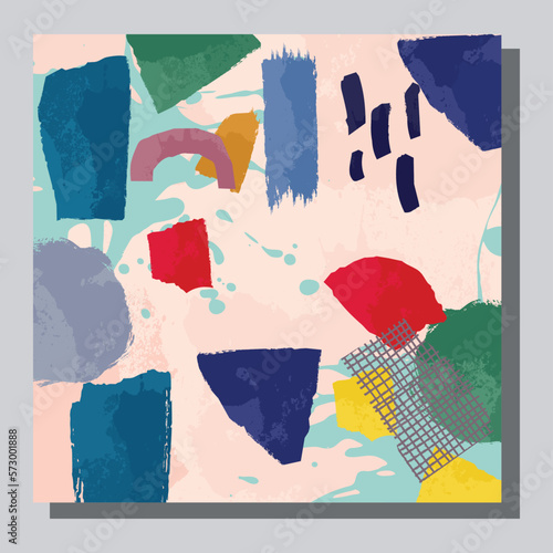 Illustration vector EPS 10 print. Hand draw painted abstract organic shapes. contemporary aesthetic boho mid century modern art in Scandinavian nordic design style
