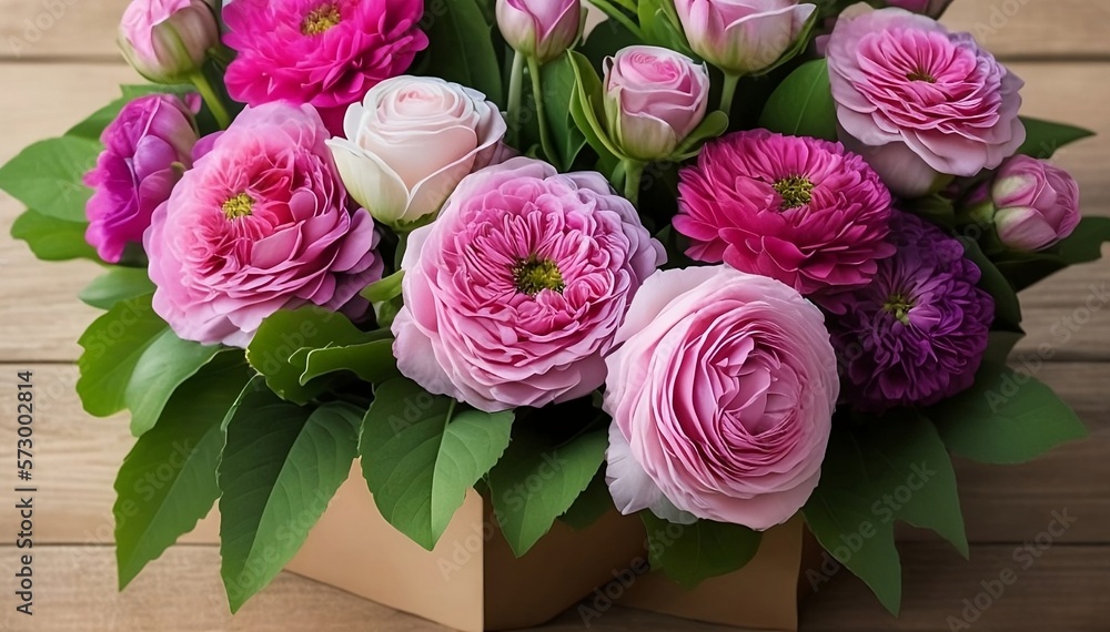 bouquet of pink roses in a basket bouquet of pink roses in a basket