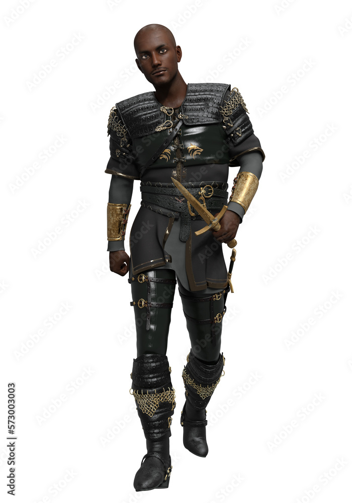 3d rendering illustration fantasy black man soldier isolated 3d rendering illustration fantasy black man soldier isolated