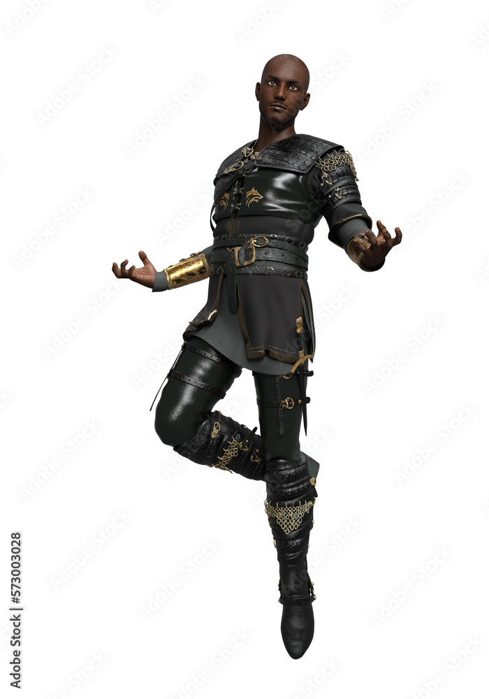 3d rendering illustration fantasy black man soldier isolated