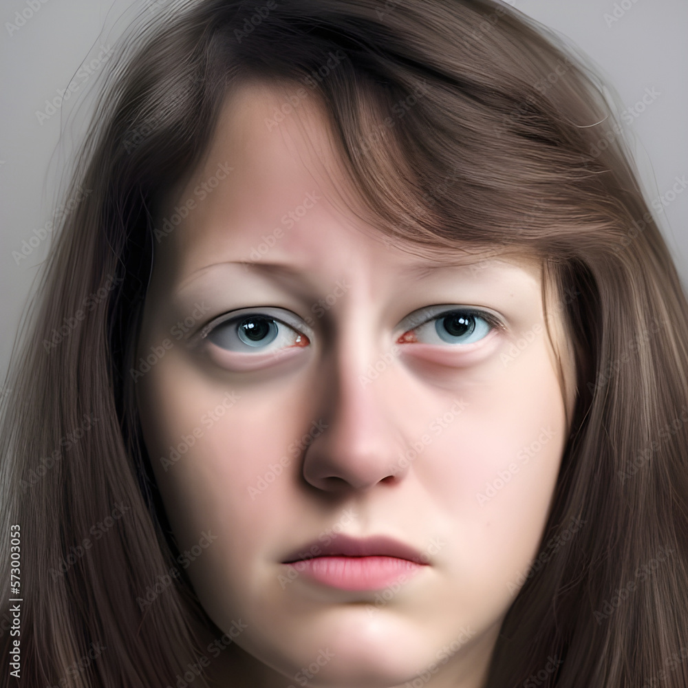 AI generative illustration of sad looking young woman. AI generative illustration of sad looking young woman.