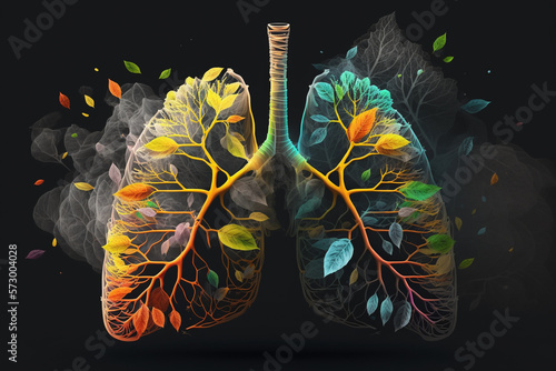 Breathing Easy: An Illustration of Healthy Lungs in vibrant colors. Ai generated.