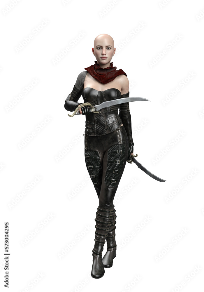3d render woman hunter assassin isolated dual blade 3d render woman hunter assassin isolated dual blade