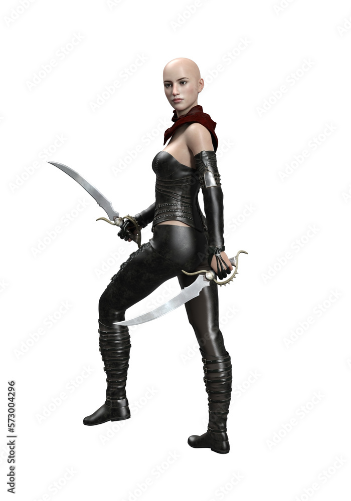 3d render woman hunter assassin isolated dual blade 3d render woman hunter assassin isolated dual blade