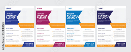 Modern latest business agency, a4 size print promotional leaflet, with set of report information, infographic, poster, collection new services