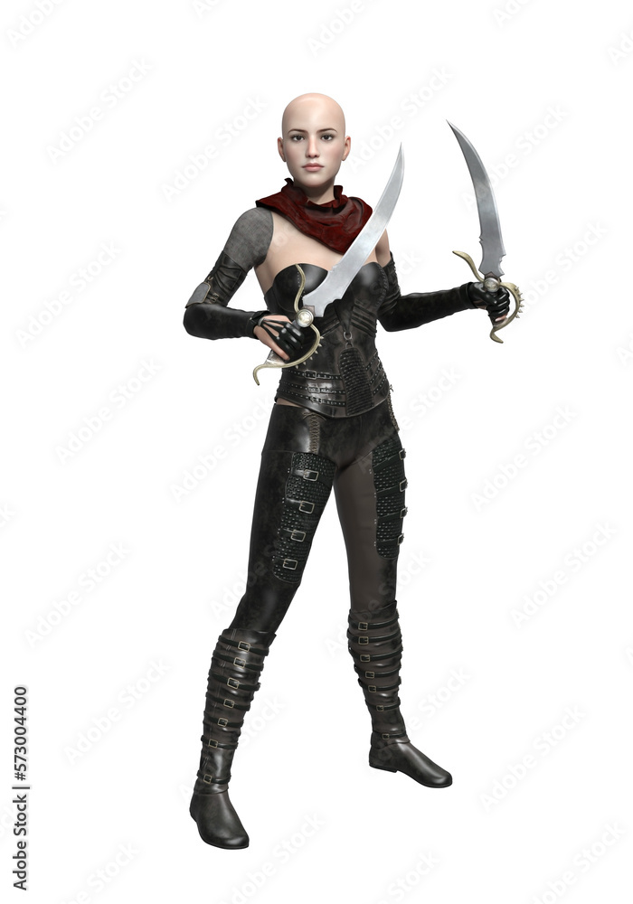 3d render woman hunter assassin isolated dual blade 3d render woman hunter assassin isolated dual blade