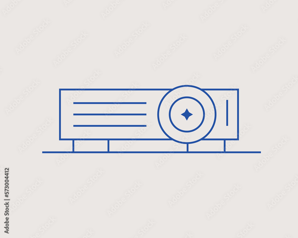 Concept of projector in a flat style. Work thin line icon. Office editable stroke icon.  Vector illustration
