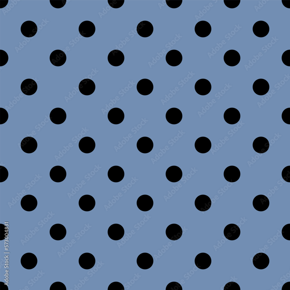 Seamless pattern in retro style. Abstract vintage pattern black polka dots on a blue background for textile, wrapping paper, banners, print, packaging and other design. Vector illustration