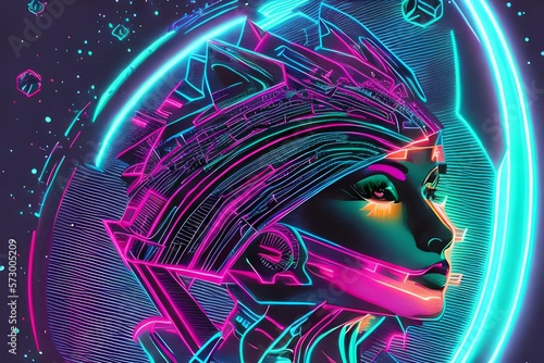 Woman Wolf cyberpunk style. AI