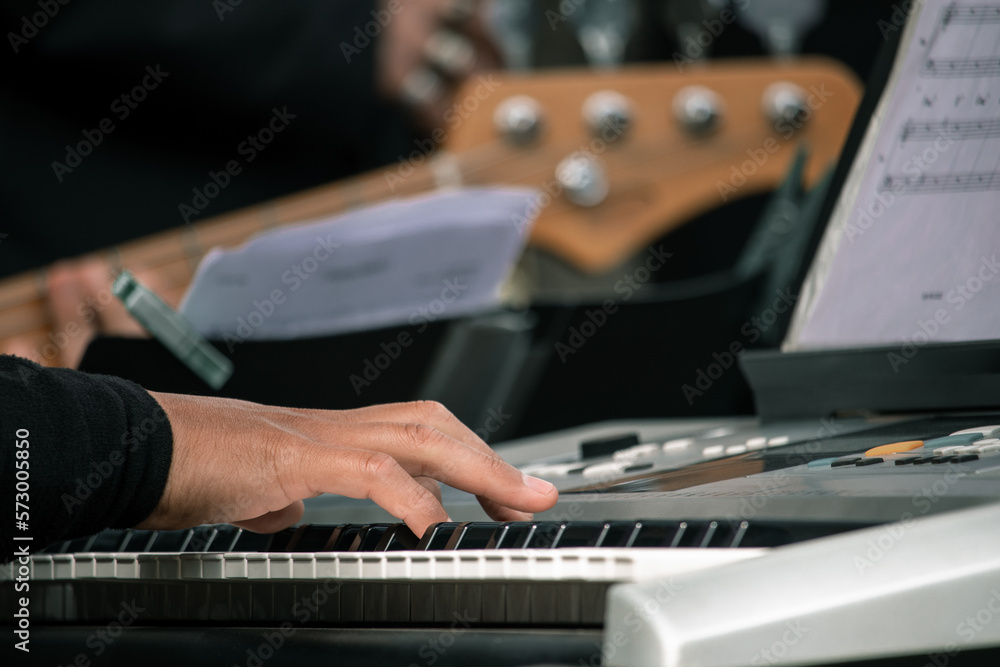 Pianists play in an orchestra Pianists play in an orchestra