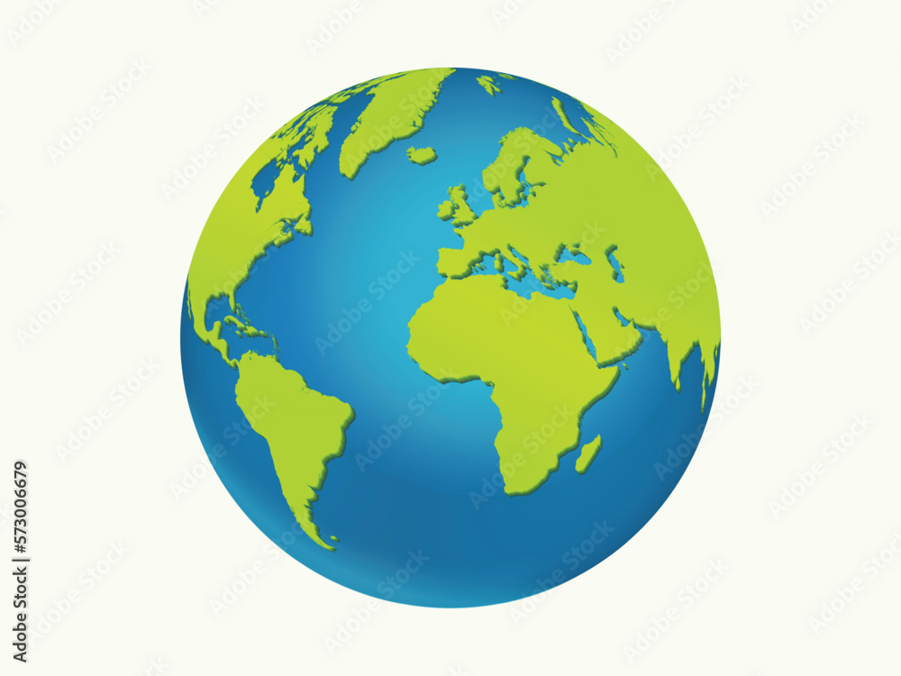 Realistic 3d Earth vector illustration on white background. Earth Day or Save Environment Concept. Save Green concept.