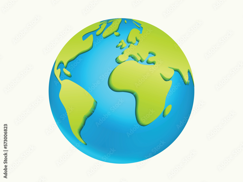 Cartoon Style 3d Earth vector illustration on white background. Earth Day or Save Environment Concept. Save Green concept.