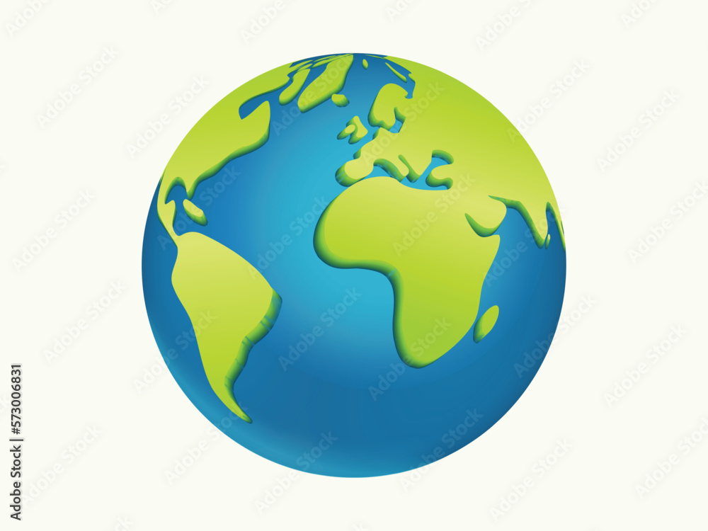 Cartoon Style 3d Earth vector illustration on white background. Earth Day or Save Environment Concept. Save Green concept. Cartoon Style 3d Earth vector illustration on white background. Earth Day or Save Environment Concept. Save Green concept.