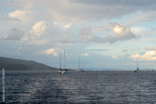 beautiful clouds in the sea, yachting