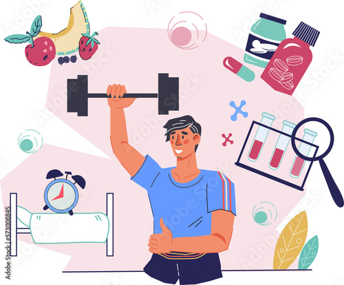 Biohacking and healthy lifestyle concept, extended health surveillance and longevity programd. Biohacking for life extension.