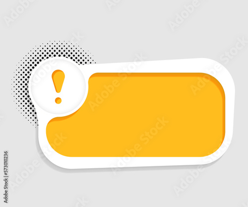 White text box with exclamation mark