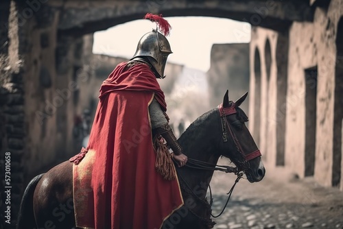 Generative ai roman soldier on a horse
