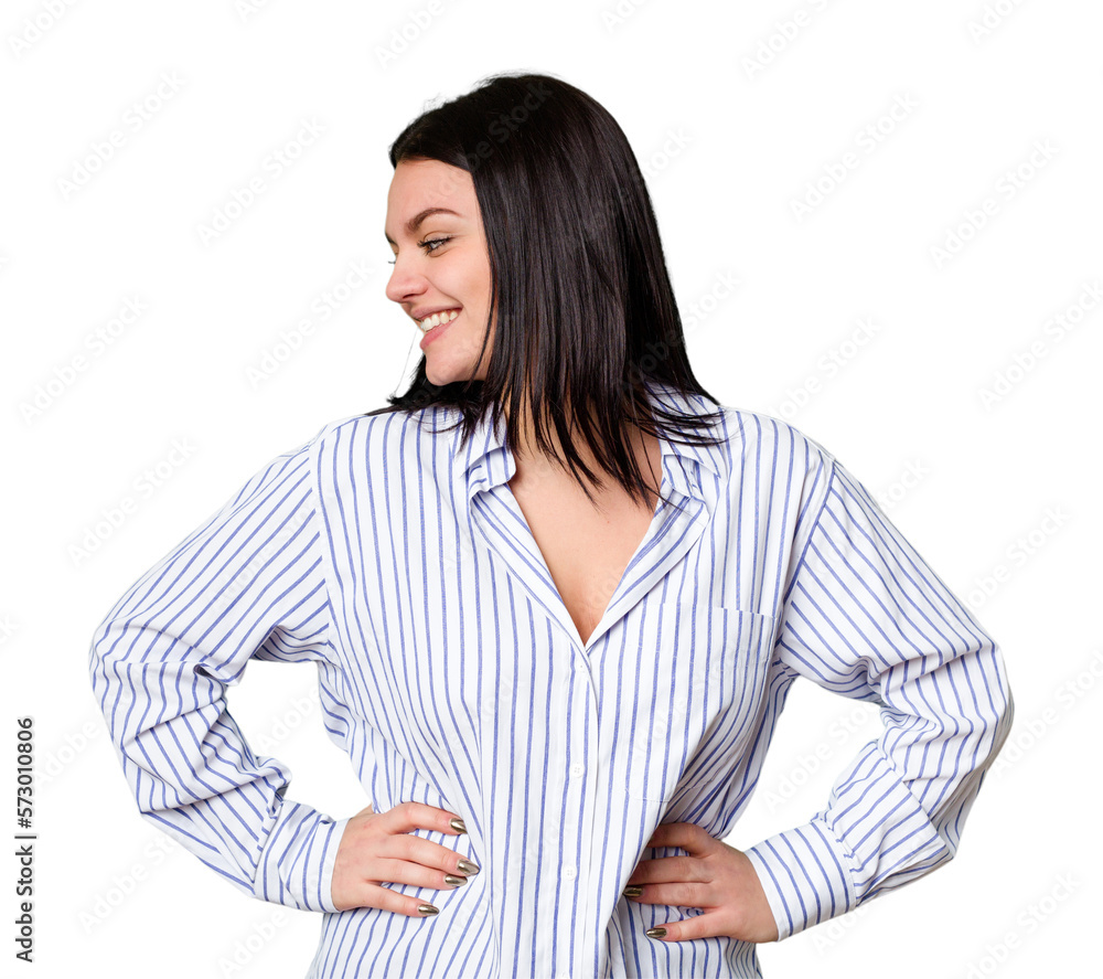 Young caucasian woman isolated confident keeping hands on hips. Young caucasian woman isolated confident keeping hands on hips.