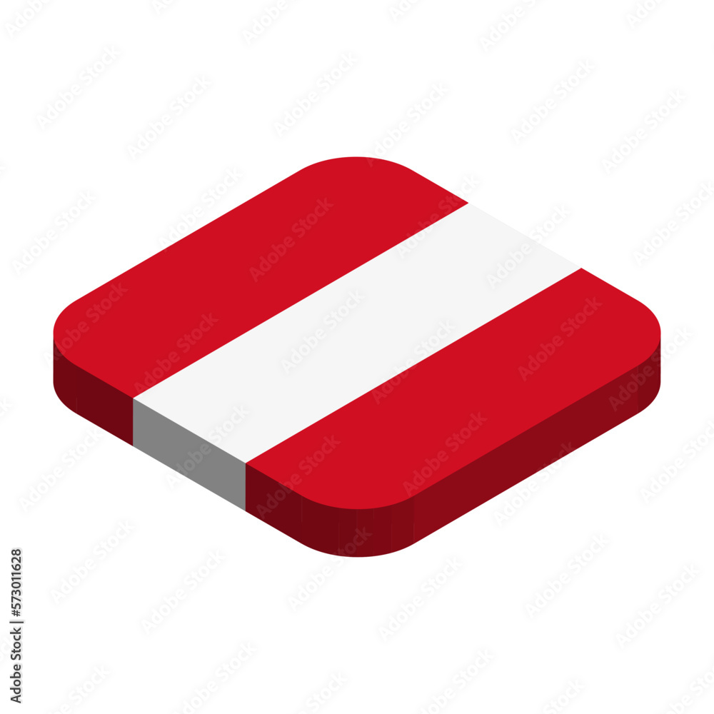 Peru flag - 3D isometric square flag with rounded corners. Peru flag - 3D isometric square flag with rounded corners.