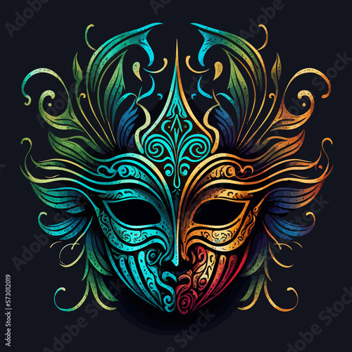 ornate colorful venetian mask created with Generative AI technology