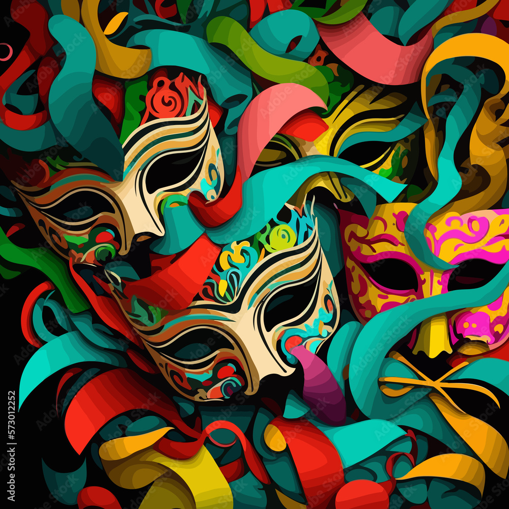 ornate colorful venetian mask created with Generative AI technology