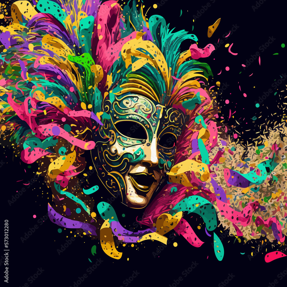 Naklejka premium ornate colorful venetian mask created with Generative AI technology