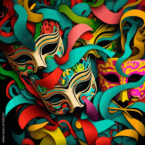 ornate colorful venetian mask created with Generative AI technology