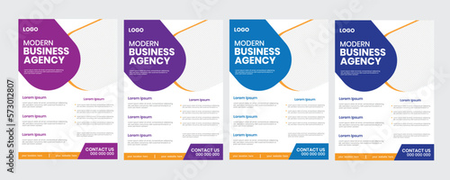 Modern new corporate business agency, a4 size print vertical flier, with set of report info, infographic, document, recent collection mag services