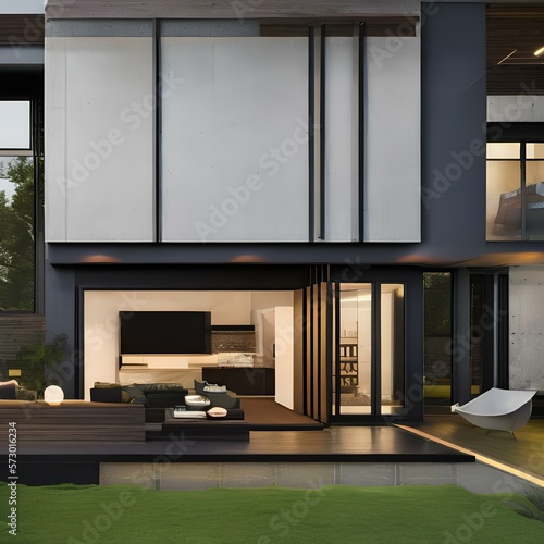 A modern and masculine home with a dark color palette and industrial design elements 3_SwinIRGenerative AI
