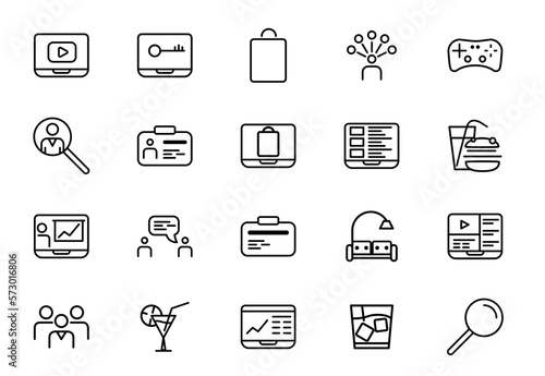 Simple Set of Business Presentation Related Vector Line Icons. Contains such Icons as Presenter, Teacher, Audience and more. Editable Stroke. 