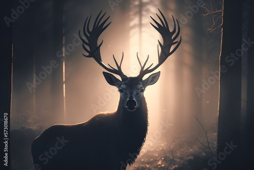 Print op canvas deer in the forest