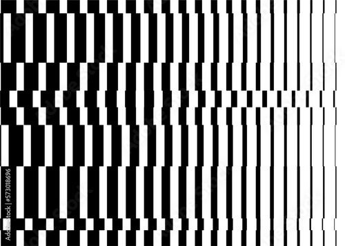 Striped vector background of black broken lines with offset. For wall decor, interior, wallpaper, furniture, web design, printing, packaging, advertising. Trendy striped vector background.