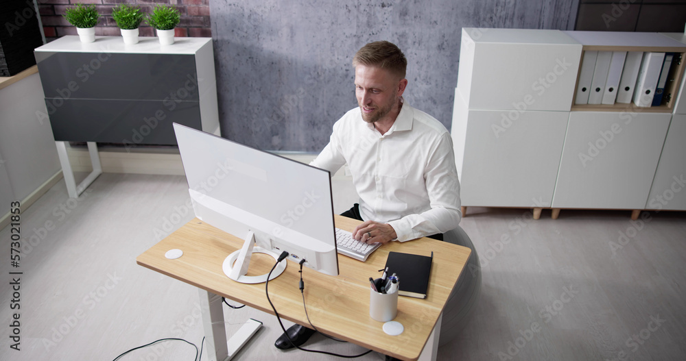 Office Ball Exercise. Sitting Posture Office Ball Exercise. Sitting Posture