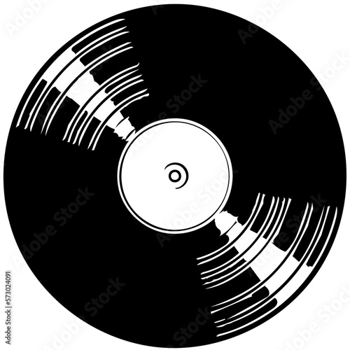 Vinyl record with space for text, retro vinyl record sketch, illustration. PNG