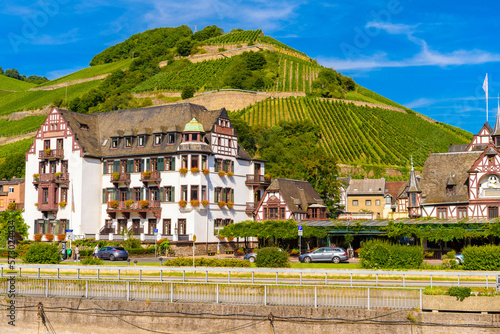 House in Ruedesheim Assmannshausen, Rudesheim am Rhein Rhine, Rheingau-Taunus-Kreis, Darmstadt, Hessen, Germany