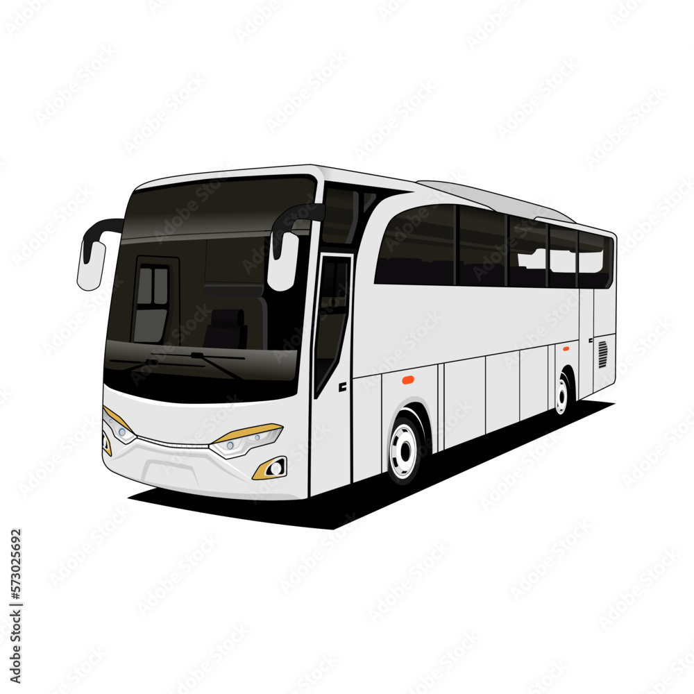Tourist bus, public transport vector art on white background