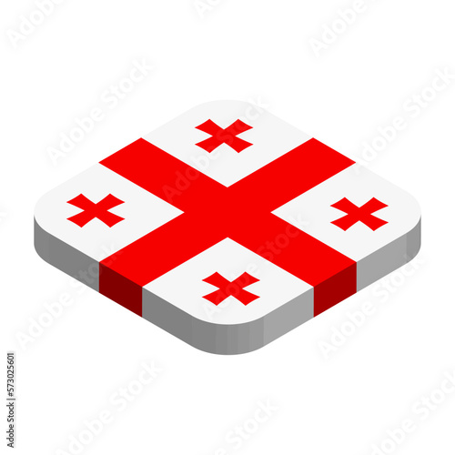 Georgia flag - 3D isometric square flag with rounded corners.